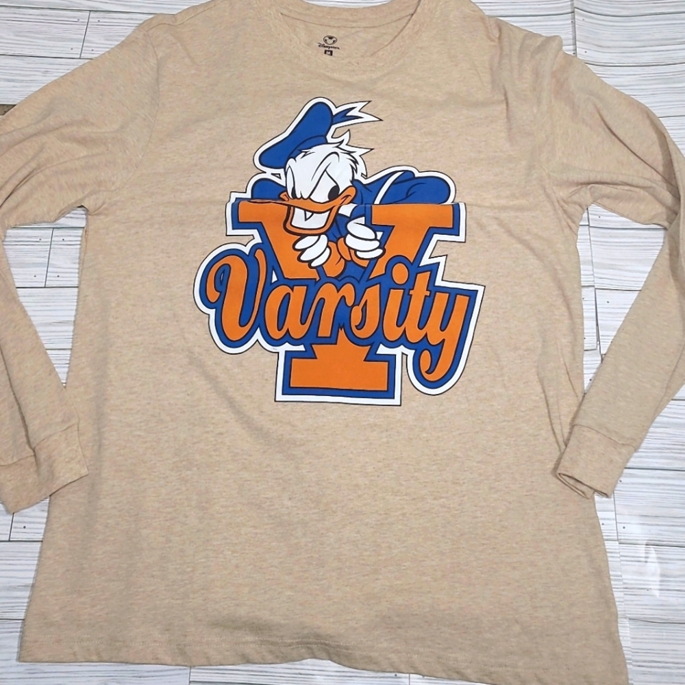 Vintage Disney Varsity Donald Duck Long Sleeve Tee Shirt size M Medium
